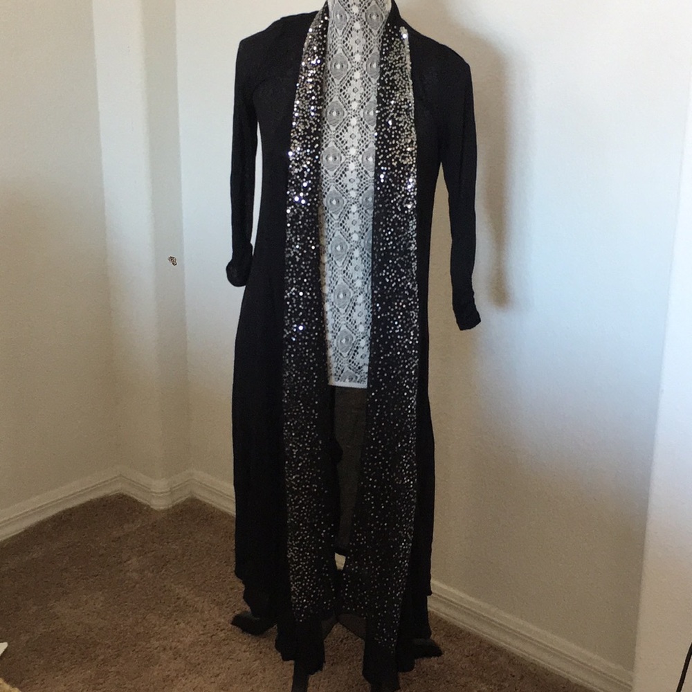 Elegant Black Sequin Long Tunic